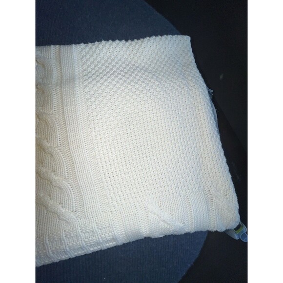 Pottery Barn Ivory Cable Knit Throw Blanket Cotton Blend Soft Cozy 2010 50X60” - Picture 4 of 7